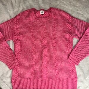 Cabi Pink Cable Knit Crewneck Sweater Size Small